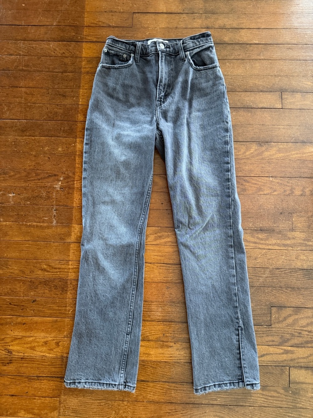 Abercrombie & Fitch Black Acid Wash Ultra High Rise Straight Jeans